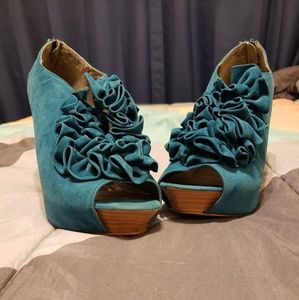 Charlotte Russe Blue Wedge Heels